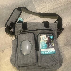 Gray Diaper Bag with Multiple Compartments